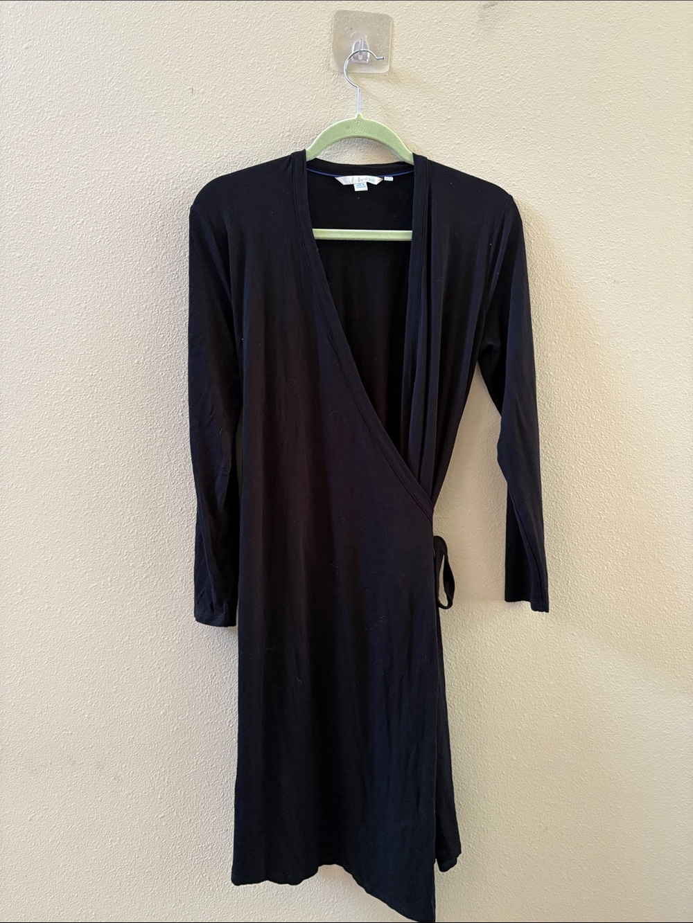 Boden Black Wrap Dress with Long Sleeves
